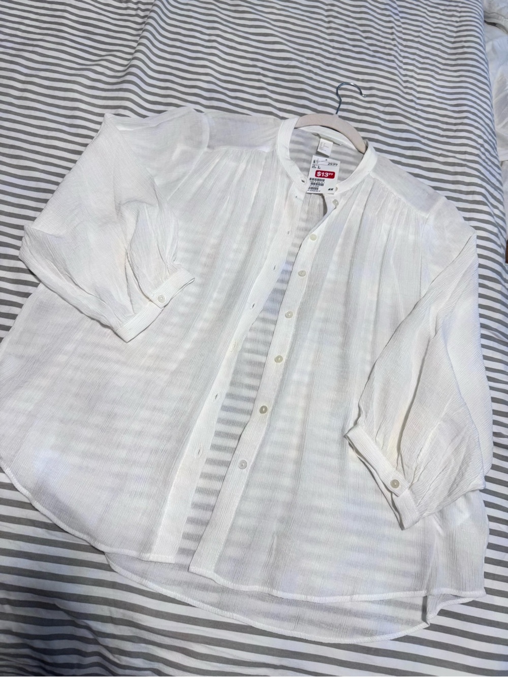 H&M White woman’s Semi-Sheer Button-Down Shirt